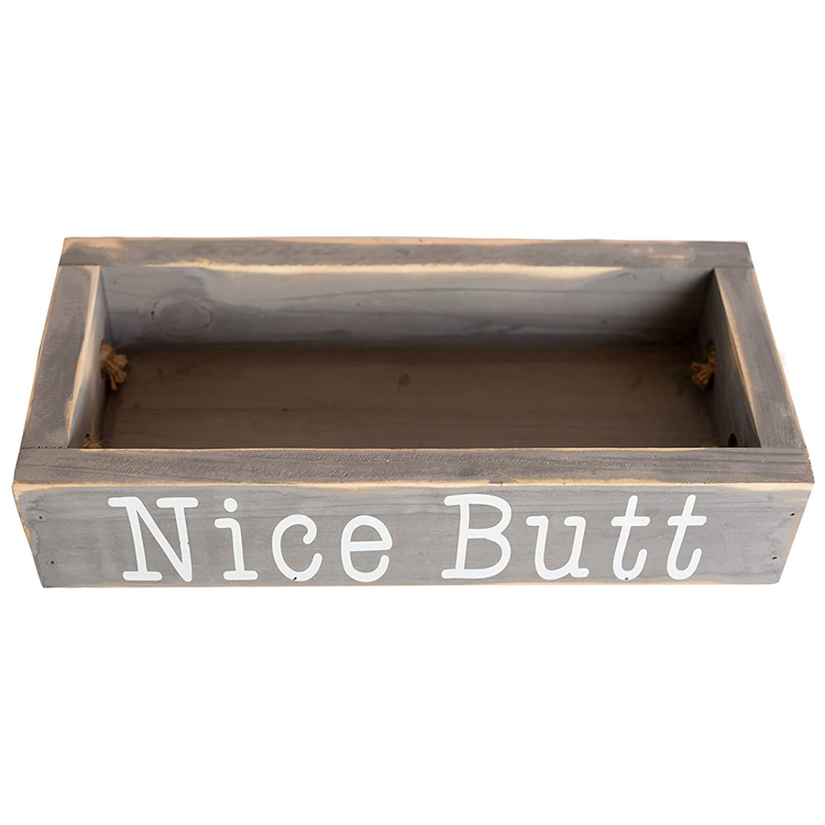 PHOTA Rustic Wood Toilet Paper Storage Bathroom Decor Box with Funny Sayings