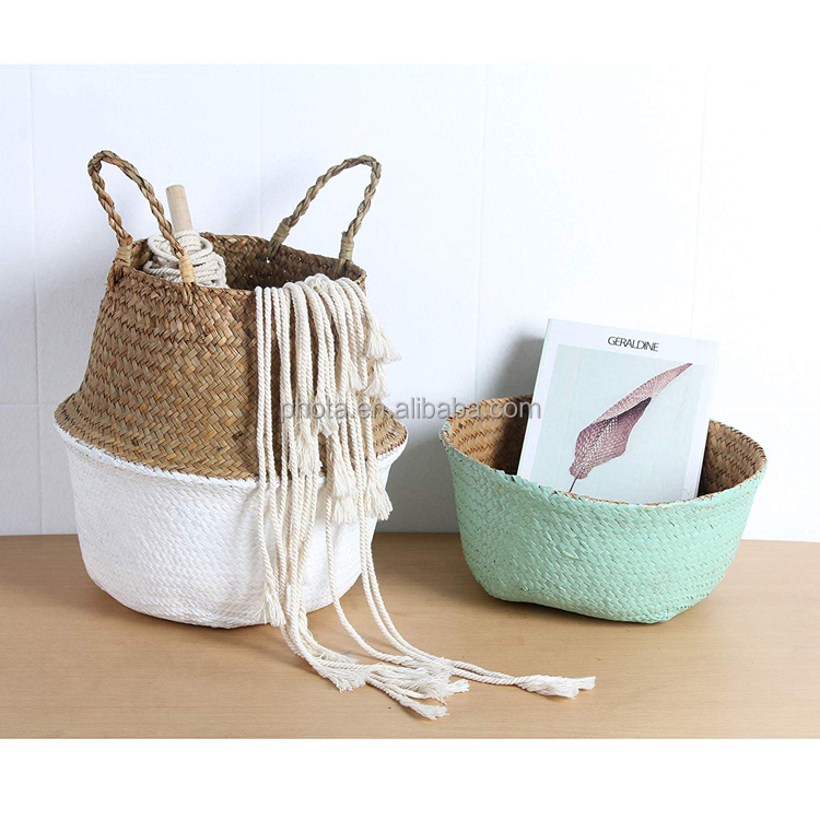Amazon hot sale changeabled Woven Seagrass Belly Basket for Storage