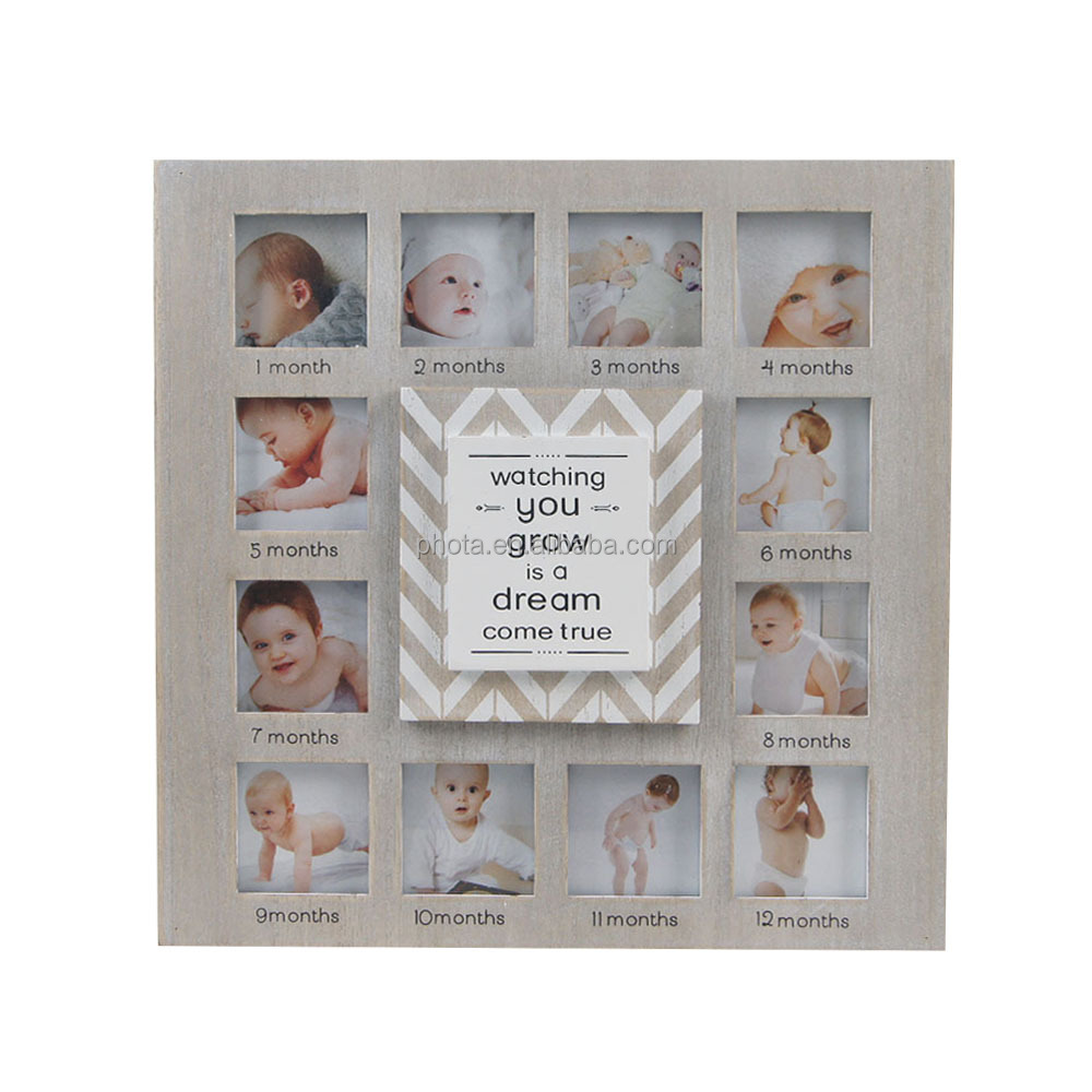 Custom Calligraphy 12 Month Timeline Newborn Collage 13 inch baby photo frame