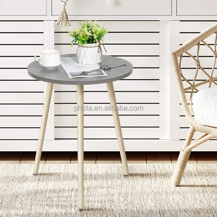 Round Modern Home Decor Coffee Tea End Table for Living Room Easy Assembly