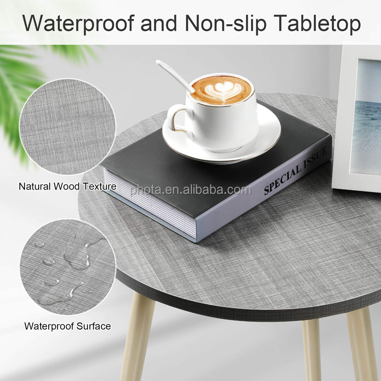 Round Modern Home Decor Coffee Tea End Table for Living Room Easy Assembly
