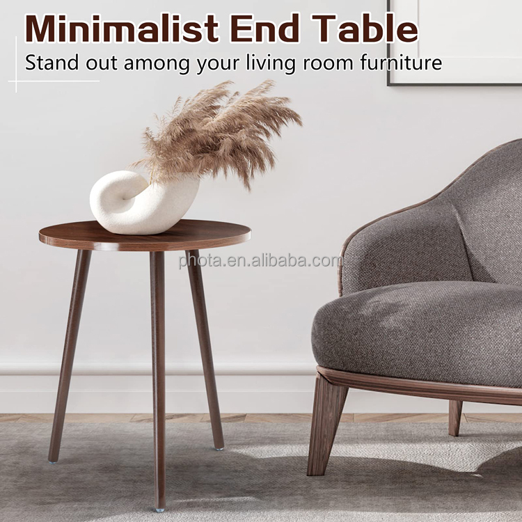 Round Modern Home Decor Coffee Tea End Table for Living Room Easy Assembly