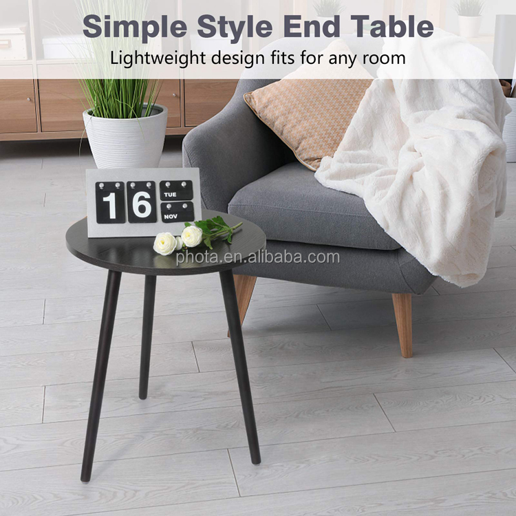 Round Modern Home Decor Coffee Tea End Table for Living Room Easy Assembly