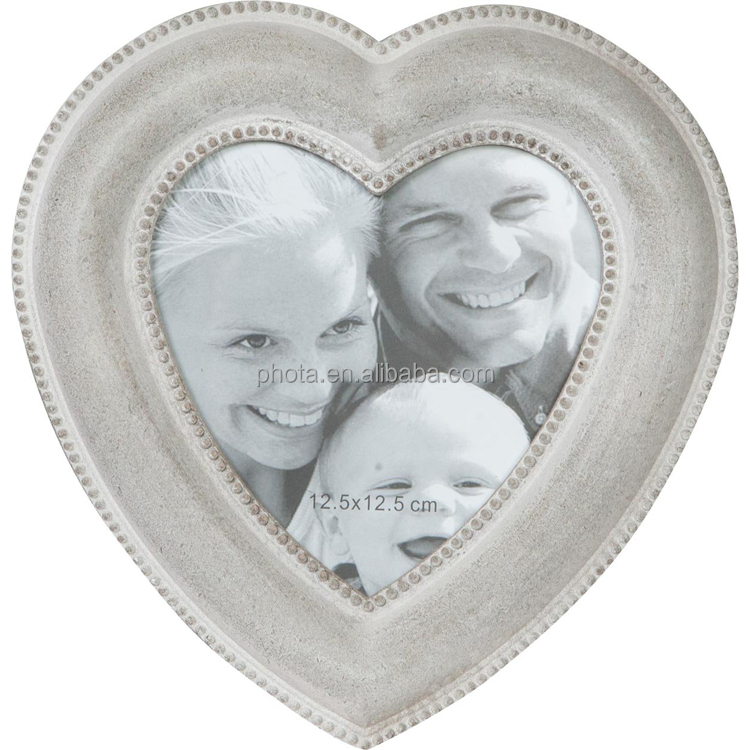 Wood Made Antiqued Shabby Finish Heart-Shaped W20xDP3xH20 cm Sized Photo Frame