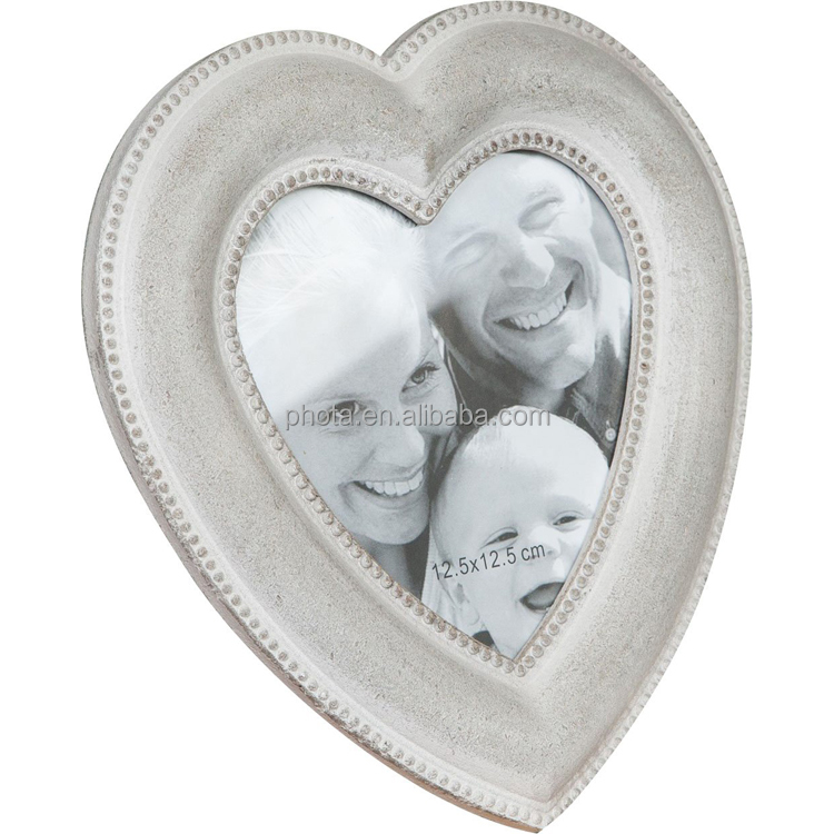 Wood Made Antiqued Shabby Finish Heart-Shaped W20xDP3xH20 cm Sized Photo Frame