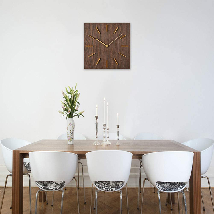 Customised 12 inch square wood wall clock