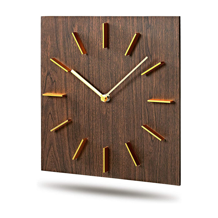 Customised 12 inch square wood wall clock
