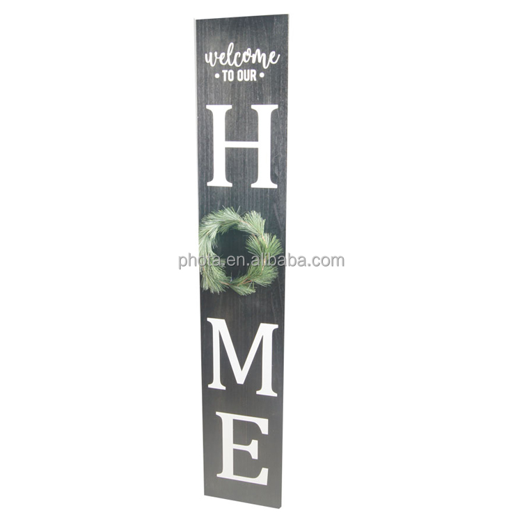 Vertical HOME Sign with  Flower Farmhouse Wood Framed Sign for Home Decor