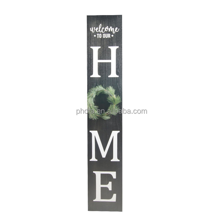 Vertical HOME Sign with  Flower Farmhouse Wood Framed Sign for Home Decor