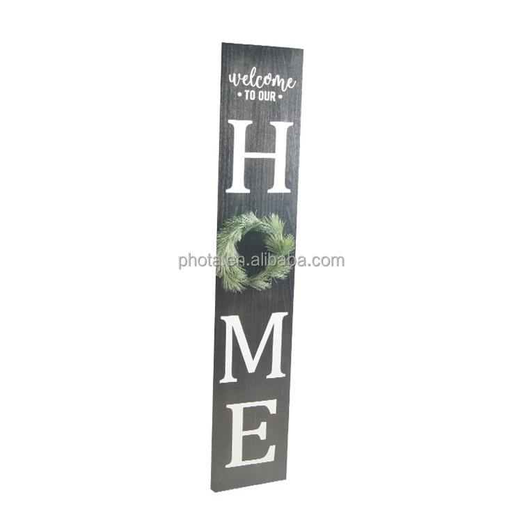 Vertical HOME Sign with Flower Farmhouse Wood Framed Sign for Home Decor