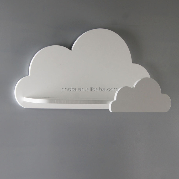 Phota Cloud Shape Wood Floating Shelves Wall Mounted Display Board Coat Hanger Wall Hang Storage Rack