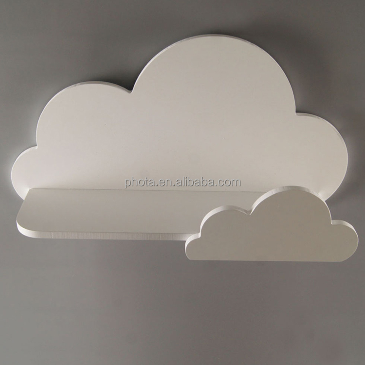 Phota Cloud Shape Wood Floating Shelves Wall Mounted Display Board Coat Hanger Wall Hang Storage Rack