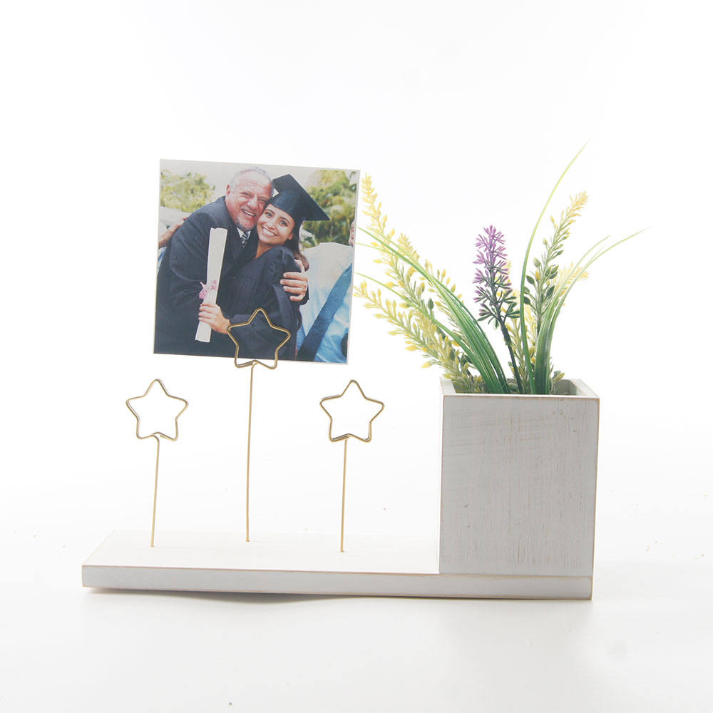 Tabletop Photo Clips Wood Block