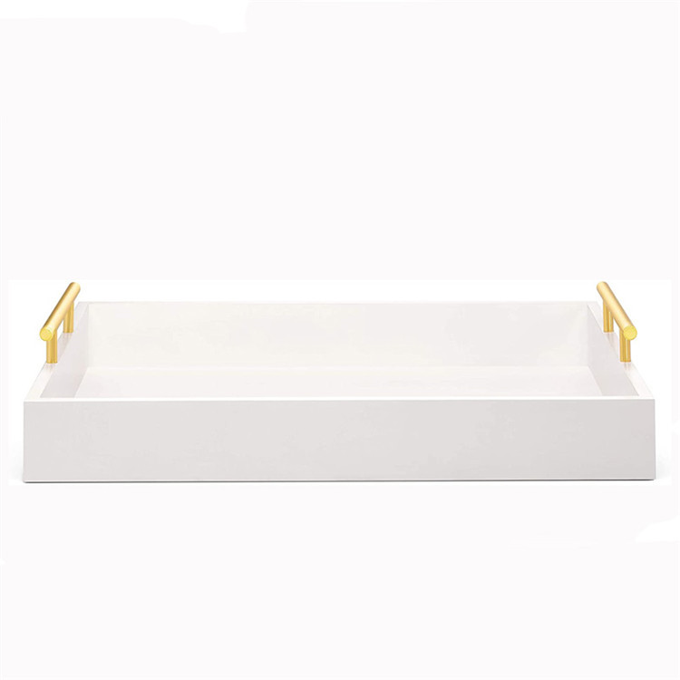 PHOTA New Arrival White Wooden Serving Tray Coffee table Ottoman tray