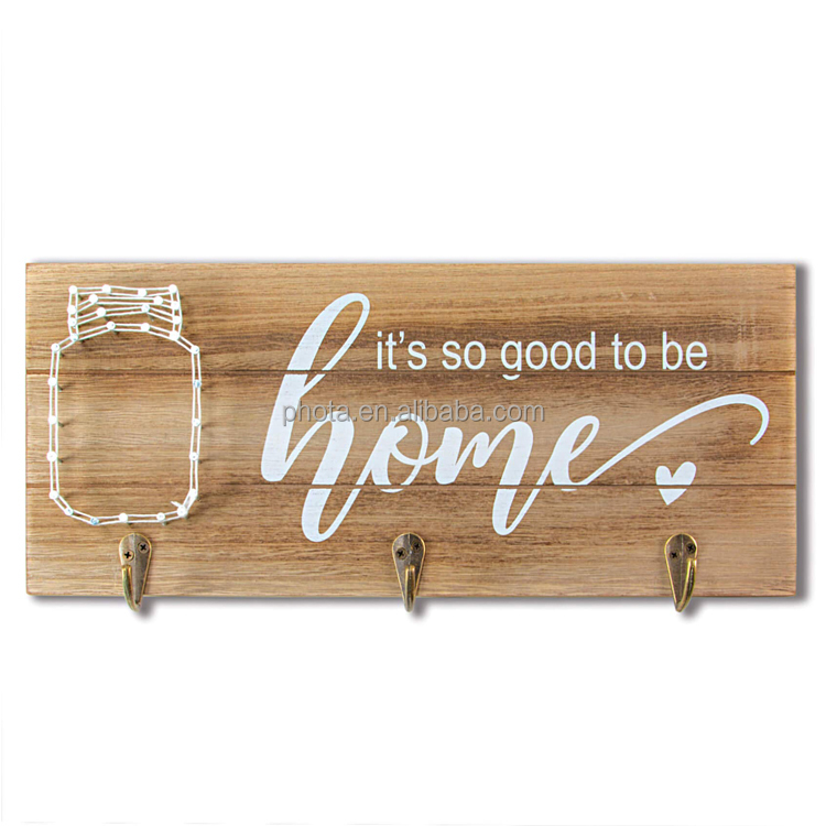 So Good to Be Home Farmhouse Wall Decor Key Holder with String Art Mason Jar