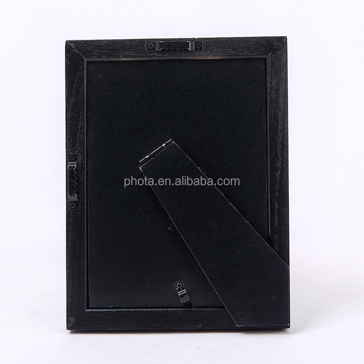 Classic Rustic Handmade Black Wooden Picture Photo Frame With Decorative Metal Corners