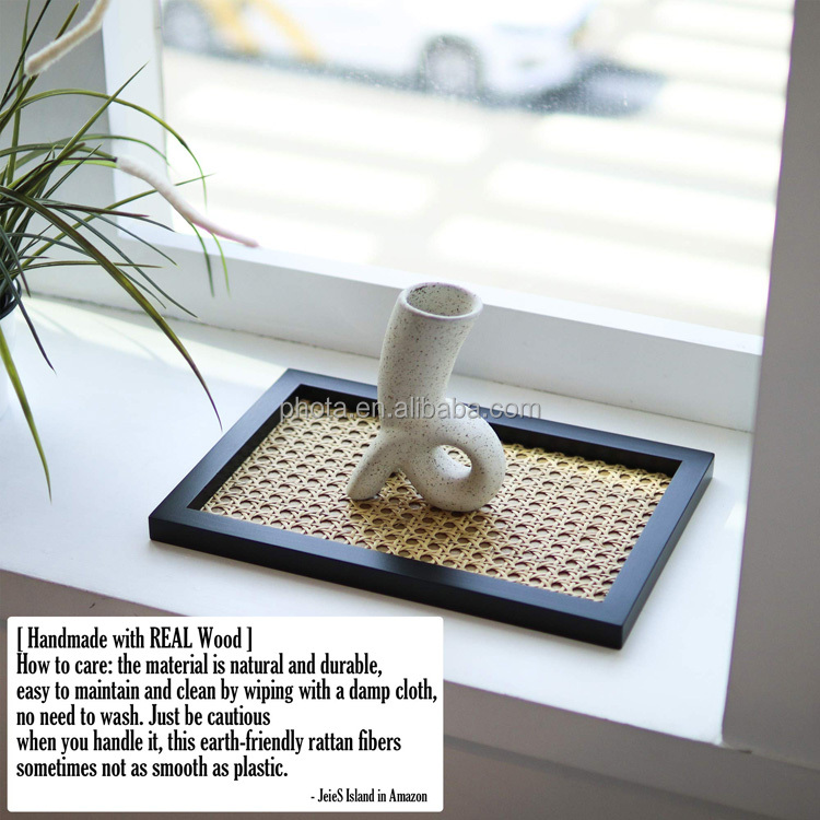 Phota New arrival decorative Rectangle Premium Rattan Serving Tray
