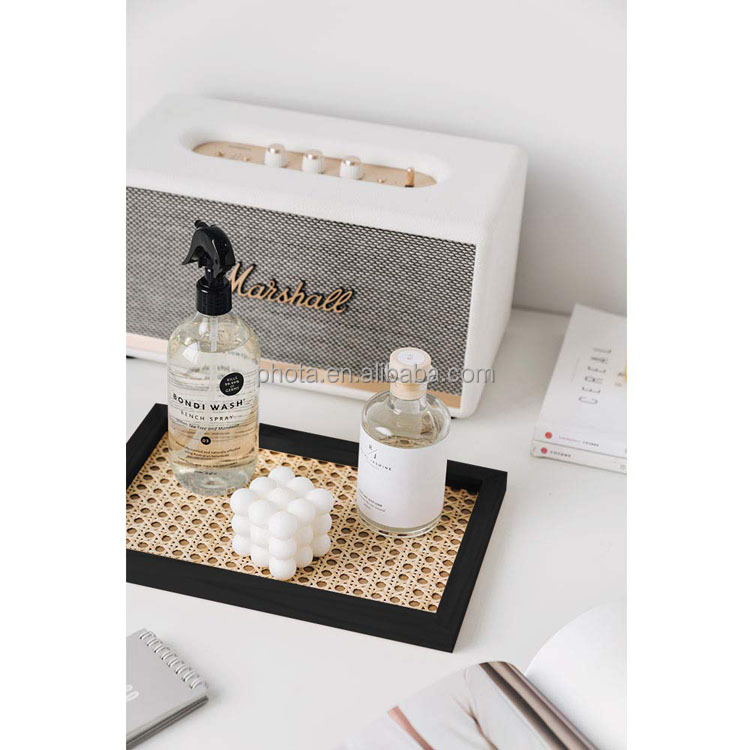 Phota New arrival decorative Rectangle Premium Rattan Serving Tray