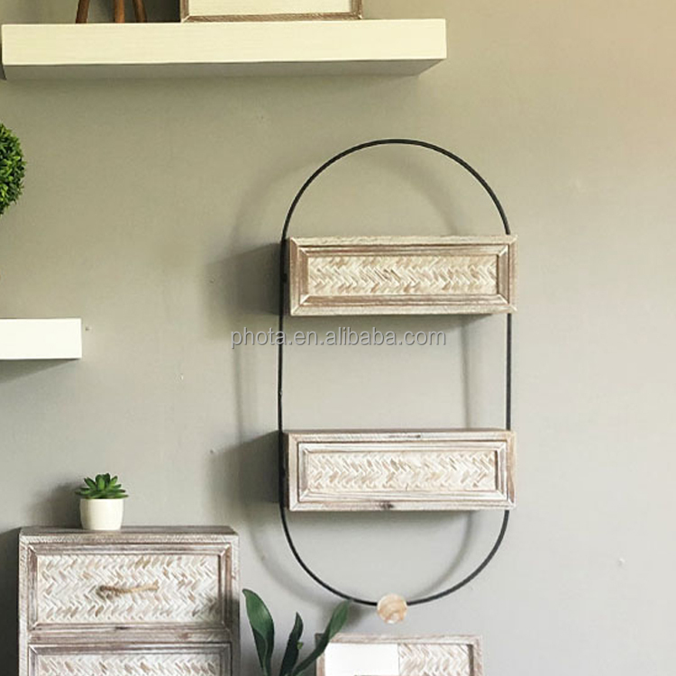 Phota Floating Shelves for Wall, Rustic Wood Geometric Style Decor Shelf for Bathroom Bedroom Living Room Kitchen Office