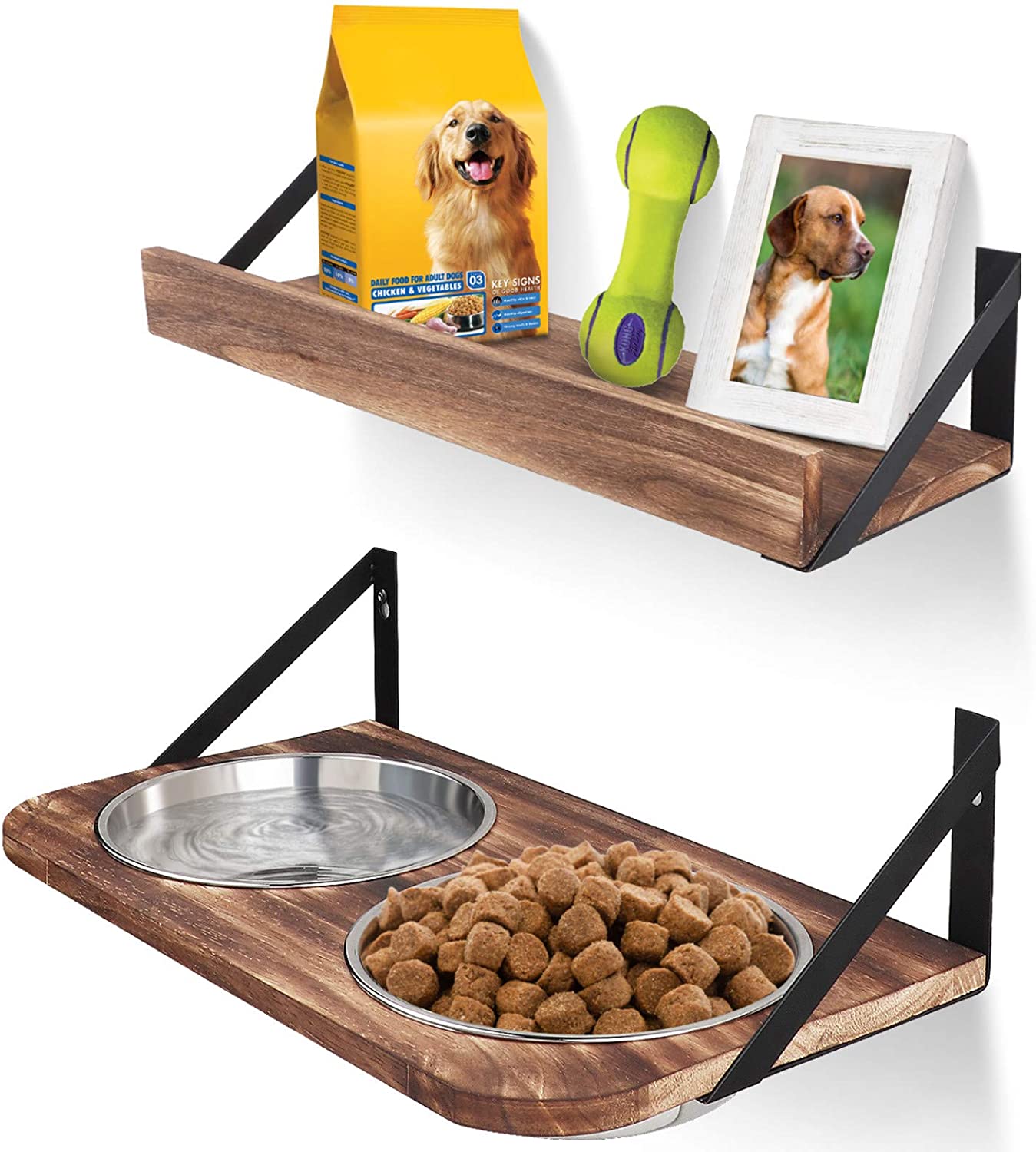 Phota Dog Bowls Customized Height Wall Mounted Elevated Pet Feeder with 2 Stainless Steel