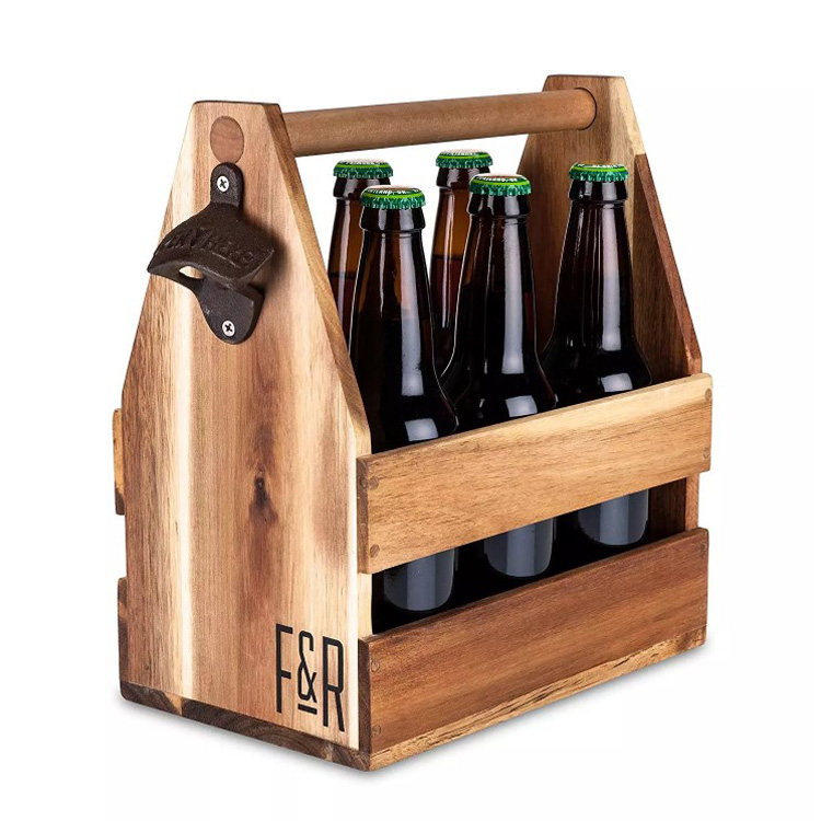 Rustic Wood Wine Bottle Rack Beer Bottle Basket For Bar and Kitchen