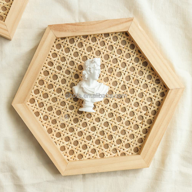 Hexagon Premium Rattan Serving Tray