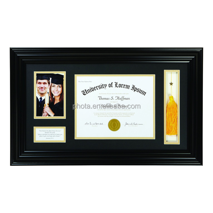 Hot Sale Eco-friendly wholesale custom 8.5x11 11x14 15x25 A4 Wood graduation Certificates Document diploma frame with tassel