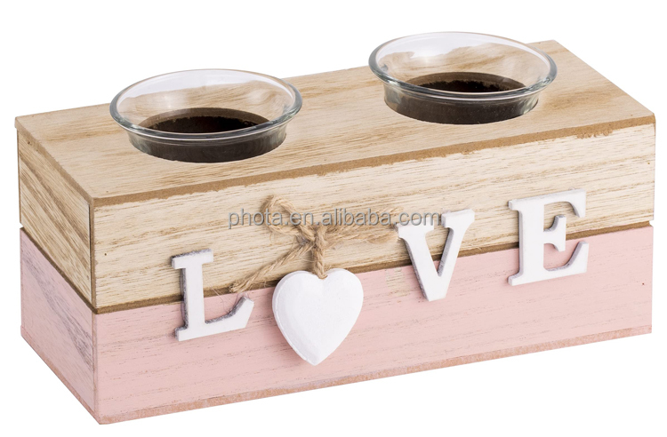 Candle Holders Set of 3 Wooden Tealight Candle Holder Decorative for Table