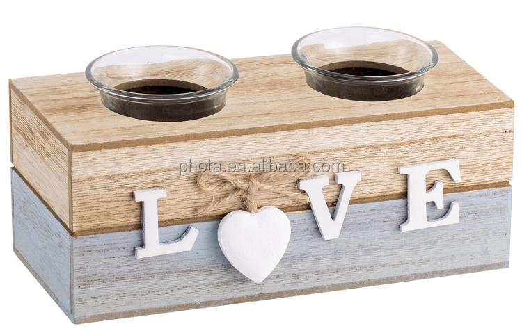 Candle Holders Set of 3 Wooden Tealight Candle Holder Decorative for Table