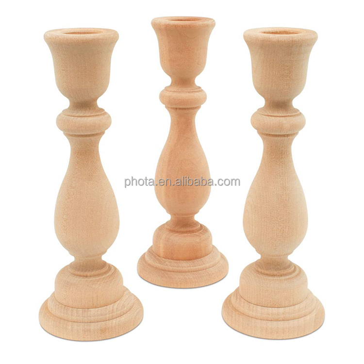 Classic Candlesticks Small Wooden Candle Holders to Craft, Paint or Decorate