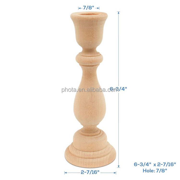 Classic Candlesticks Small Wooden Candle Holders to Craft, Paint or Decorate