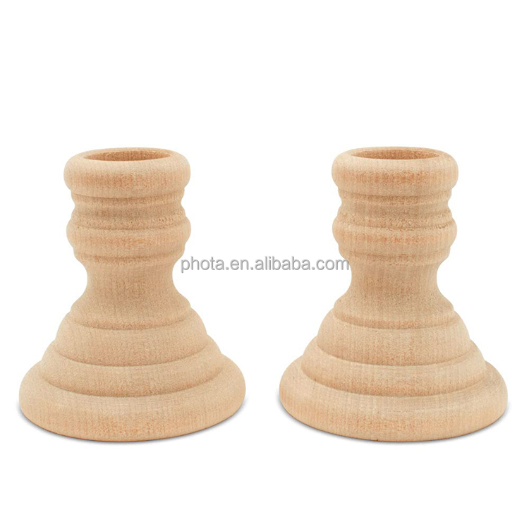 Classic Candlesticks Small Wooden Candle Holders to Craft, Paint or Decorate