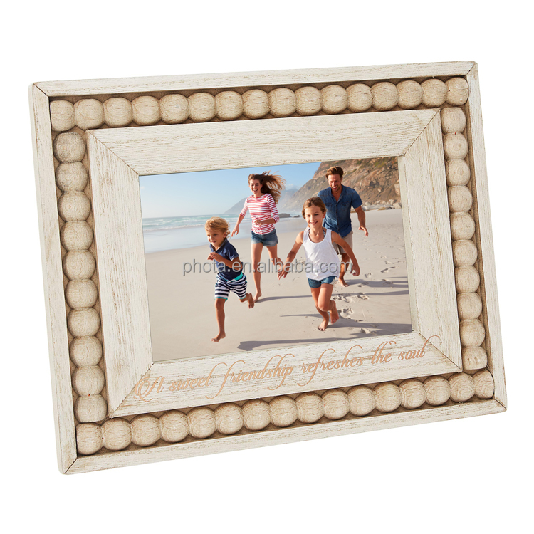 Factory price Custom Natural Wood bead photo frame 4 x 6 wooden frame
