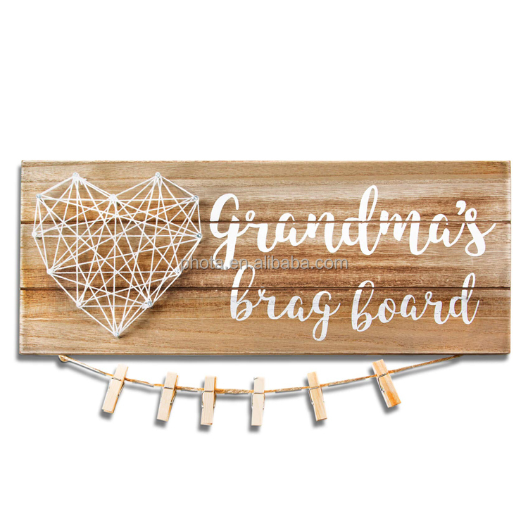Grandma's Brag Board - Gifts for Grandmother from Granddaughter and Grandson Photo Holder - 13.5x5.5 Inches