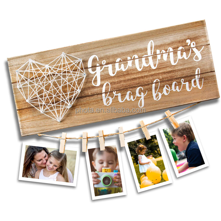 Grandma's Brag Board - Gifts for Grandmother from Granddaughter and Grandson Photo Holder - 13.5x5.5 Inches