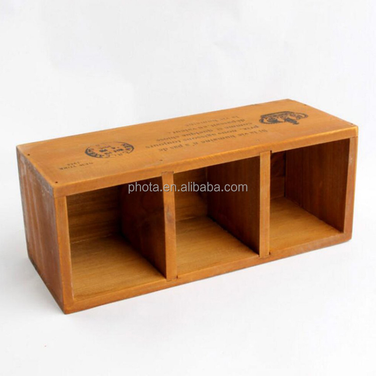 Wood Pen Pencil/Remote Control Holder Container Stationery Case Office Desktop Organizer