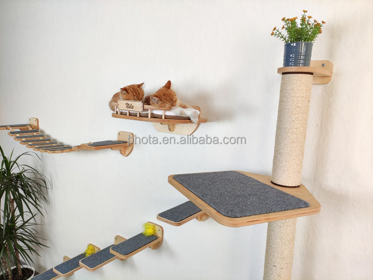 Cat Shelf for Wall Mounted Climbing Shelves Indoor Cats Wall Furniture Soild Wood Cat Activity Systems