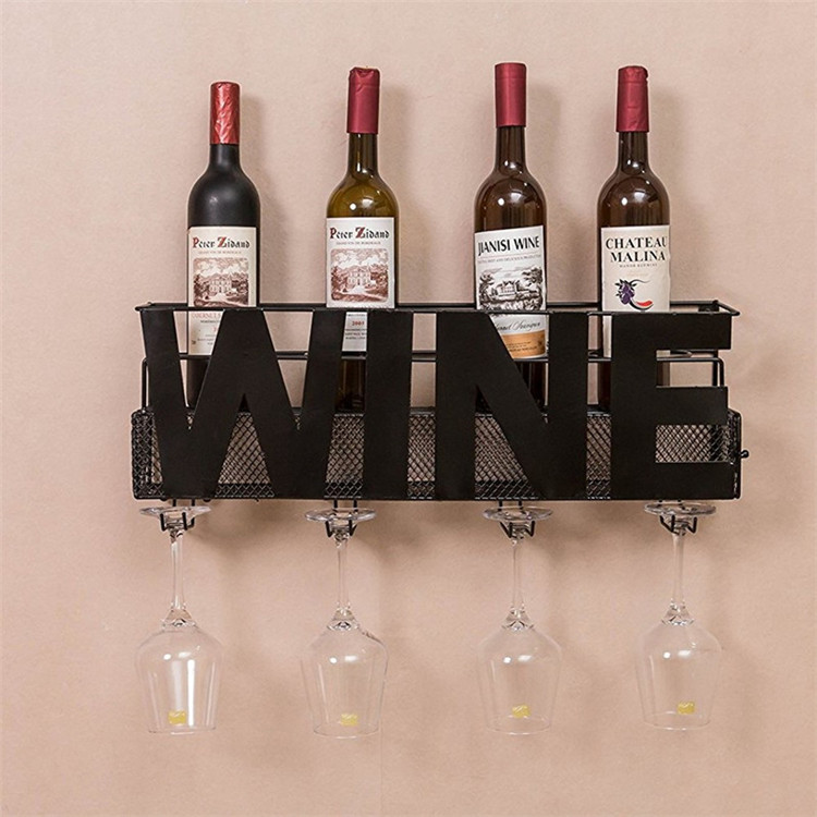 Wholesale Price Metal Wall Wine Rack For Bar Kitchen