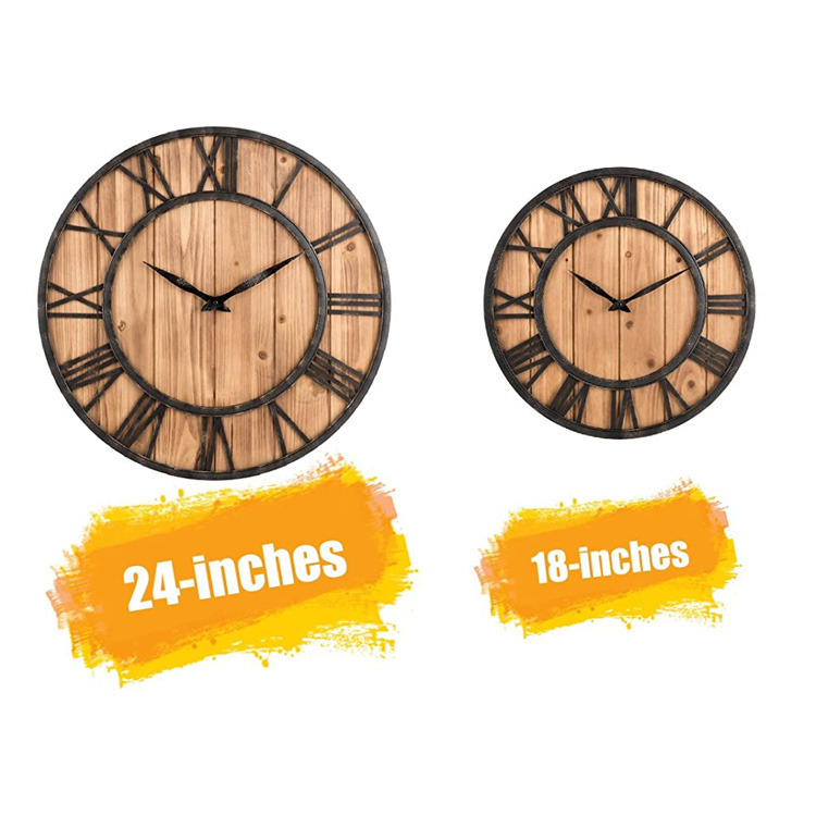 Handmade wooden 18inch 24inch antique wall clock kits with customized design