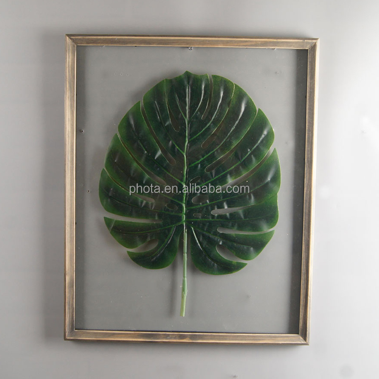 Wholesale cheap wooden painting frame Home decorative wood leaf floating frame