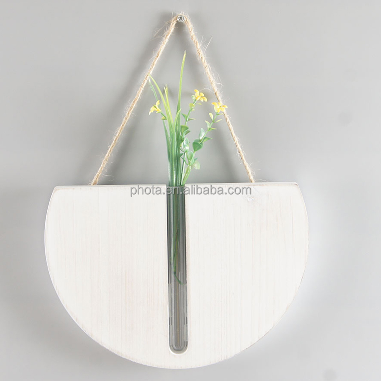 Wooden Wall Hanging Indoor Glass Planter - Propagation Vase -  with Visibility for observing Growth