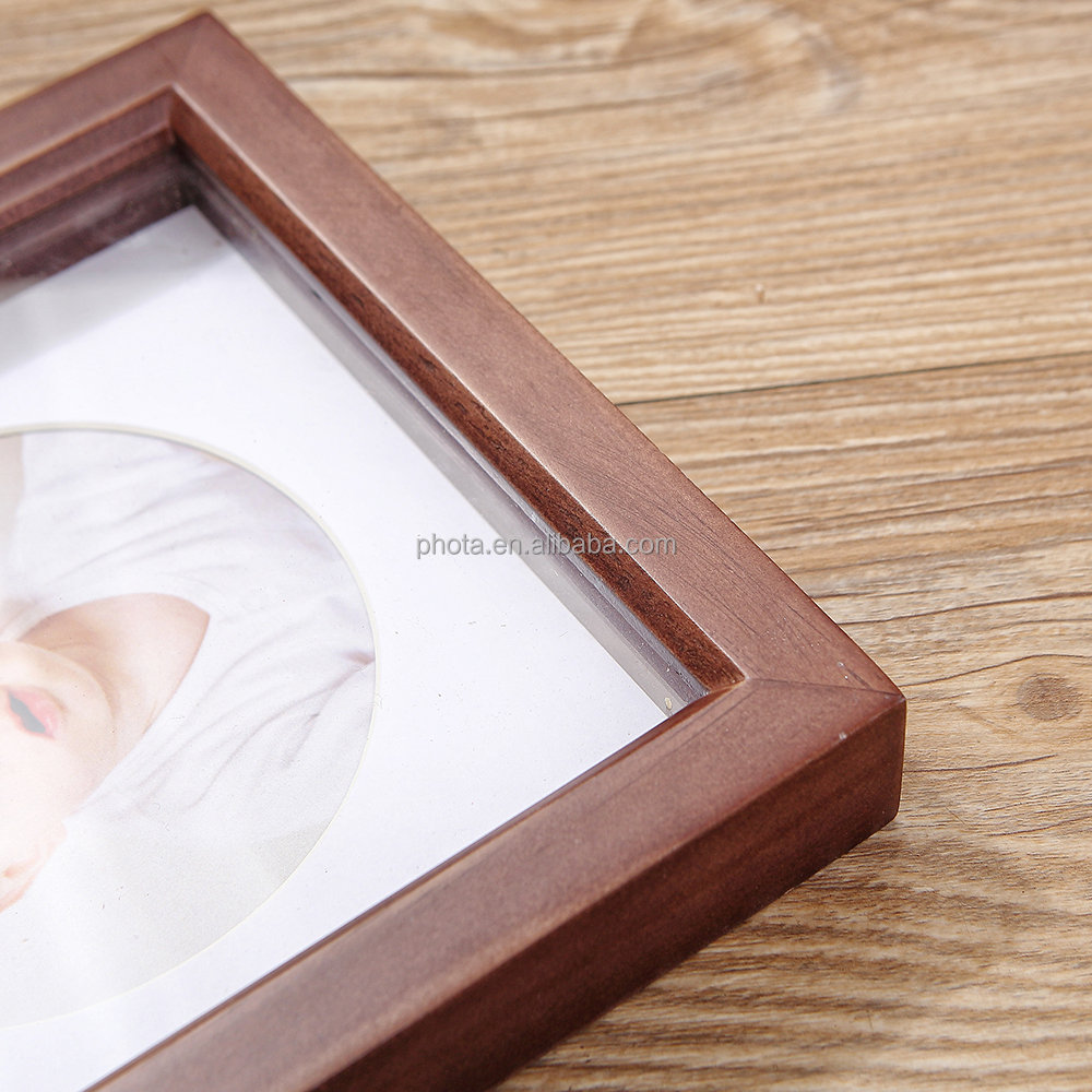PHOTA   3d shadow box picture frame wood with soft linen back composite wood with polished glass for wall and desktop