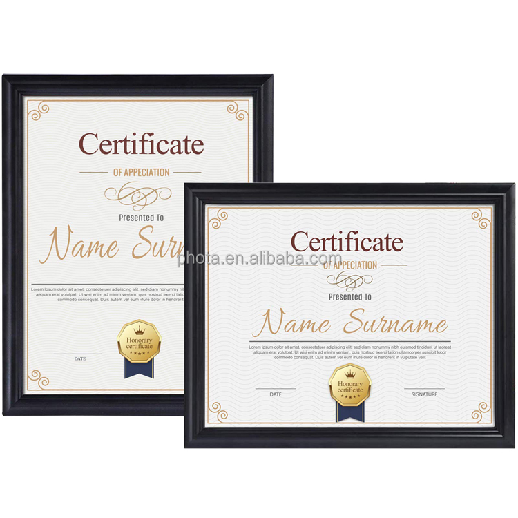 8.5x11 Black Picture Frame Certificate Document Frames  Definition Glass Diploma Frames Wall Tabletop Display