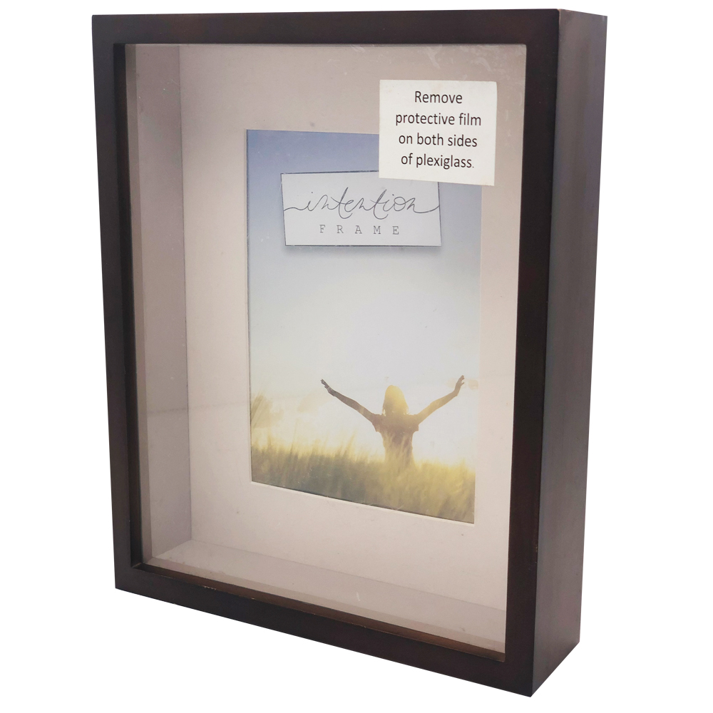 PHOTA Intentions Shadow Box Frame Walnut Wooden Shadow Box Display Case 8x10 inch ,Ideal to Collect Special Items