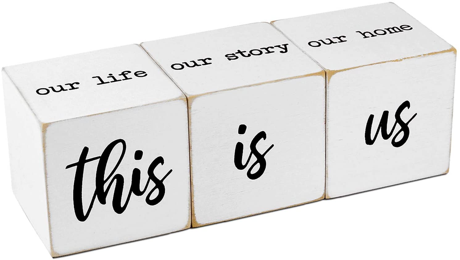 Wooden Farmhouse Table Top Decor-This is us&Our Life Our Story Our Home Letter Blocks Decor