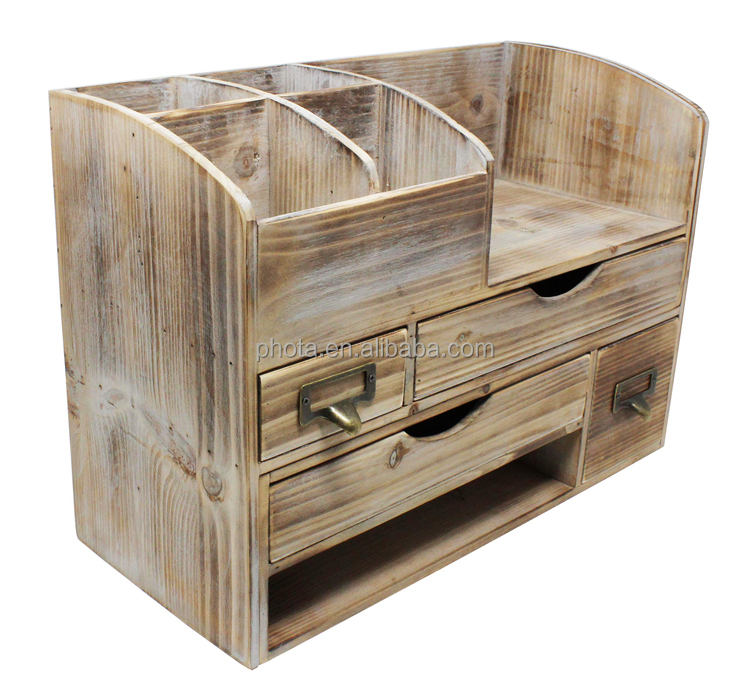 Large Adjustable Wooden Office Desk Organizer