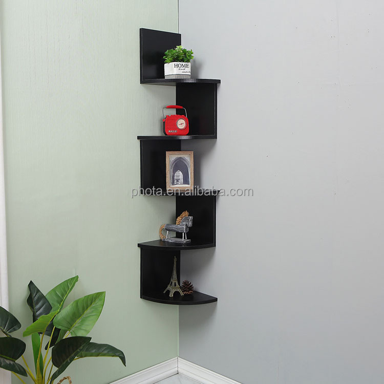 Phota 5 Tier Wall Mount Corner Shelves White Living Room Furniture Modern Accepatble