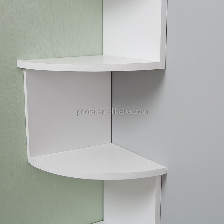 Phota 5 Tier Wall Mount Corner Shelves White Living Room Furniture Modern Accepatble