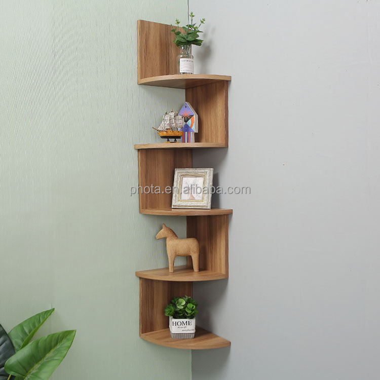 Phota 5 Tier Wall Mount Corner Shelves White Living Room Furniture Modern Accepatble