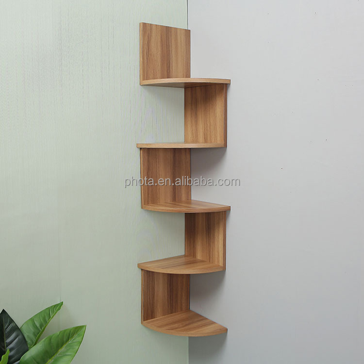 Phota 5 Tier Wall Mount Corner Shelves White Living Room Furniture Modern Accepatble